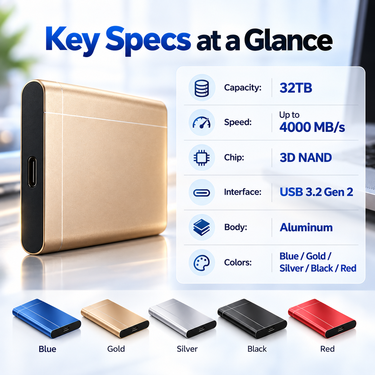 High-speed portable solid-state drives