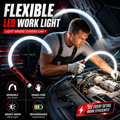 Flexible LED Light Stick 30', Rechargeable Bendable Work Light with 3 Modes High Lumen