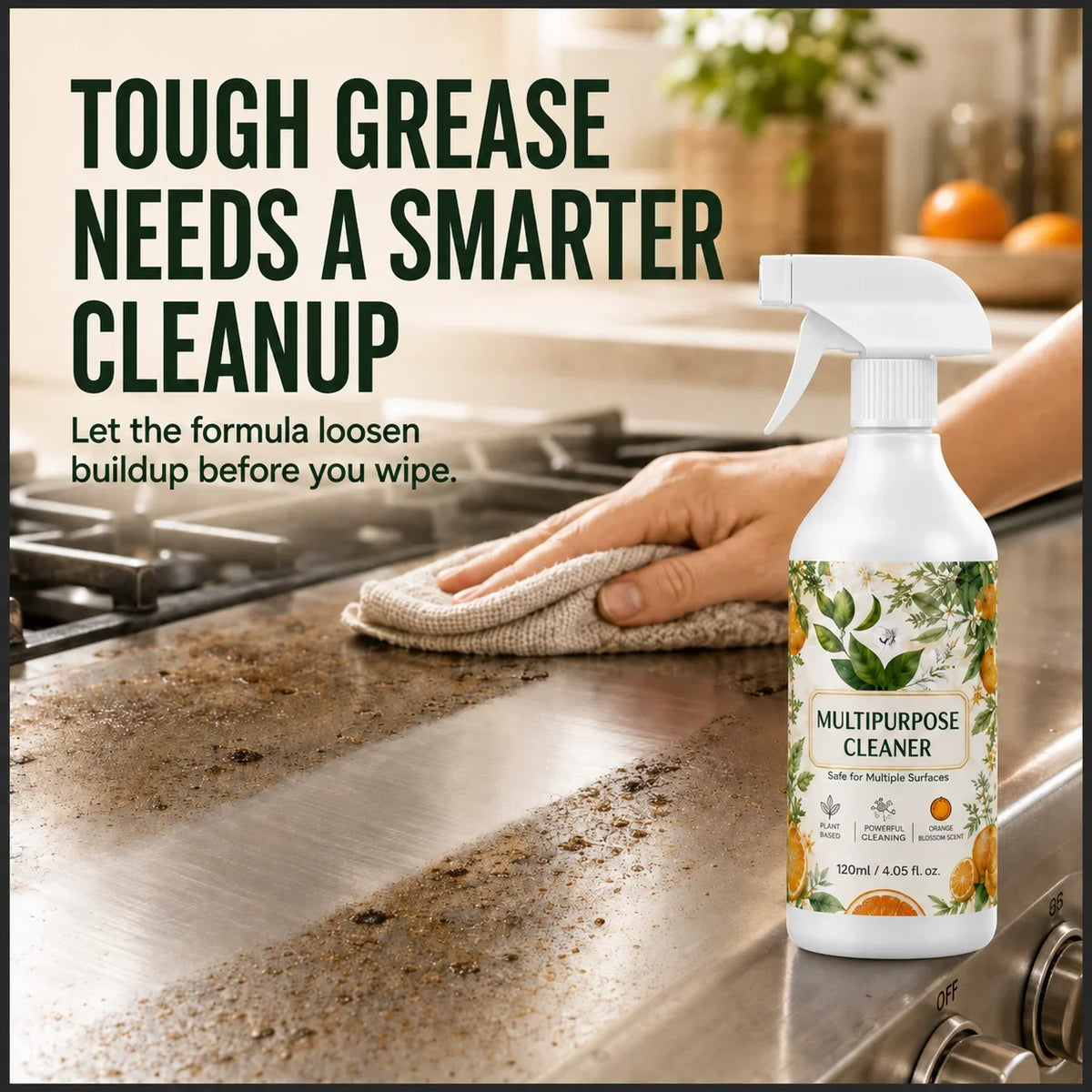 120 ML Multi-Purpose Kitchen & Bathroom Cleaner – Grease, Limescale & Stain Remover Spray