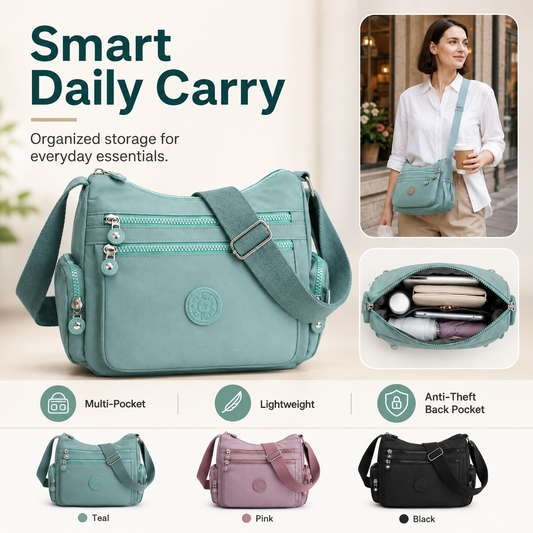🎒 Multi-Pocket Campus Nylon Crossbody Bag！！！