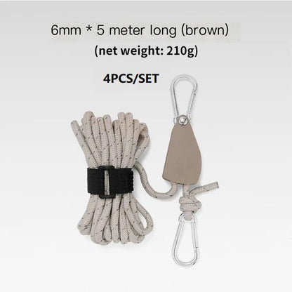 🔥Portable Adjustable Fix Tent High Strength Fast Release Pulley Camping Rope