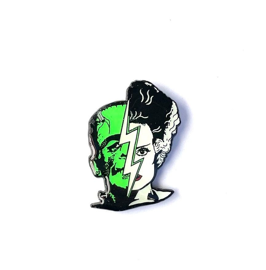 Bride & Frankenstein - Half-Face Enamel Pin | Horror Collectible Gift | NYC Halloween Store