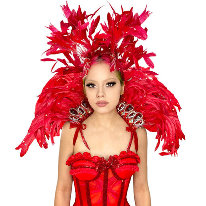 Royal Feather Carnival Neck Piece by Abraham Poderoso | NYC Costume Shop | Halloween & Cosplay Store