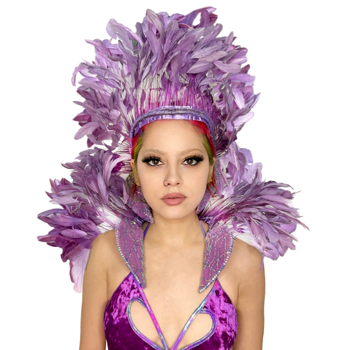 Royal Feather Carnival Neck Piece by Abraham Poderoso | NYC Costume Shop | Halloween & Cosplay Store