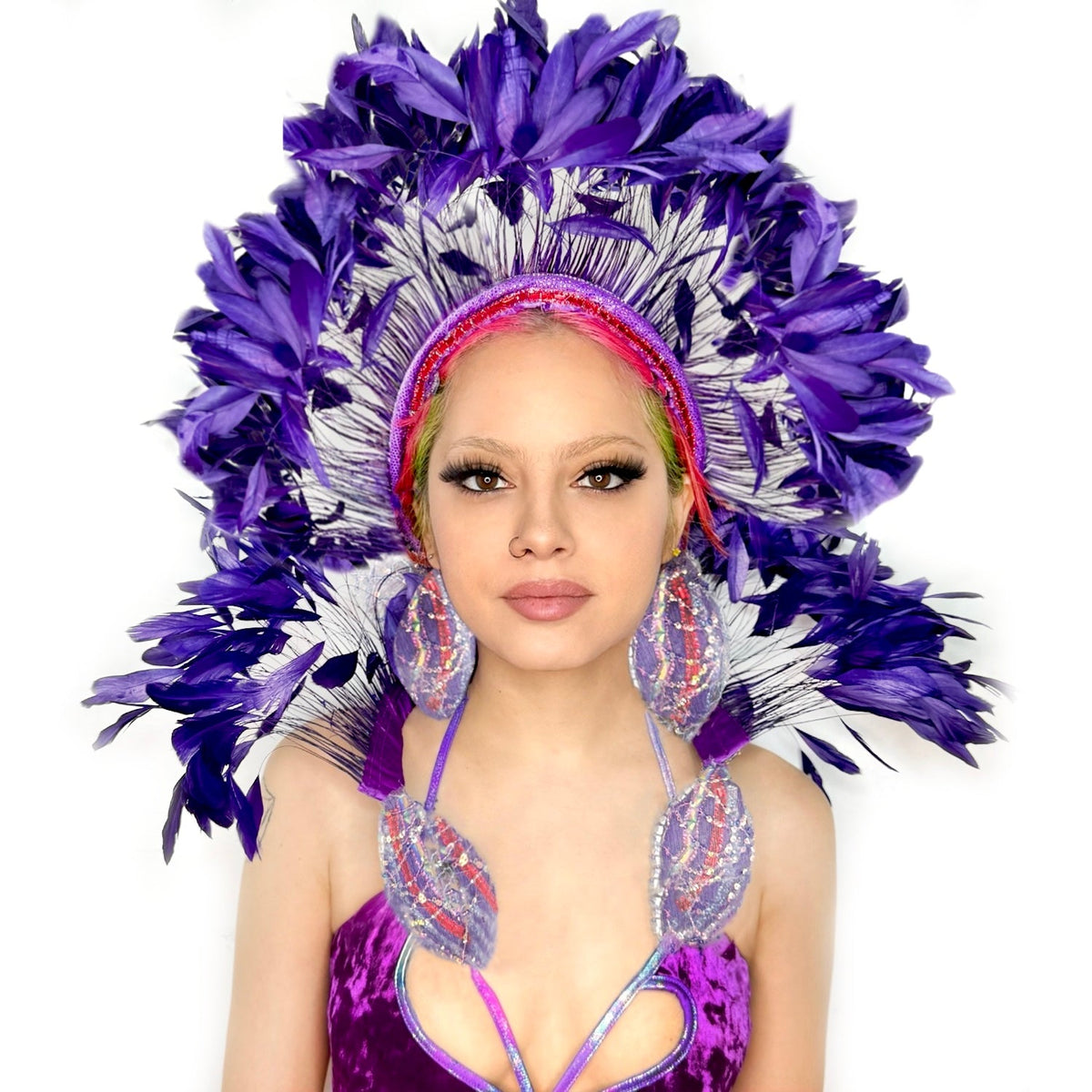 Royal Feather Carnival Neck Piece by Abraham Poderoso | NYC Costume Shop | Halloween & Cosplay Store