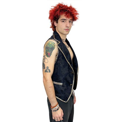 Men's Handmade Black and Gold Suit Vest | Mens Halloween Costume NYC | Cosplay Costume Shop