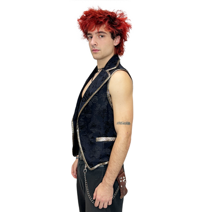Men's Handmade Black and Gold Suit Vest | Mens Halloween Costume NYC | Cosplay Costume Shop