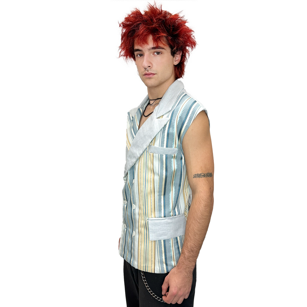 Men's Handmade Beige Formal Vest | Mens Halloween Costume NYC | Cosplay Costume Shop