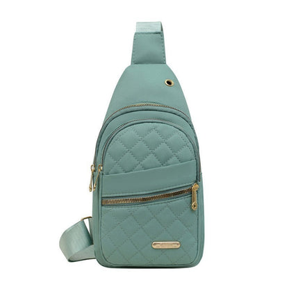 Women's Solid Color Quilted Waterproof Belt Bag