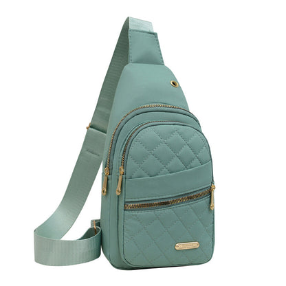Women's Solid Color Quilted Waterproof Belt Bag