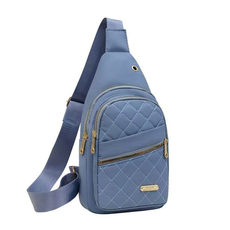 Women's Solid Color Quilted Waterproof Belt Bag