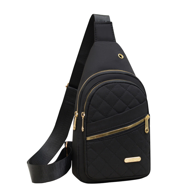 Women's Solid Color Quilted Waterproof Belt Bag