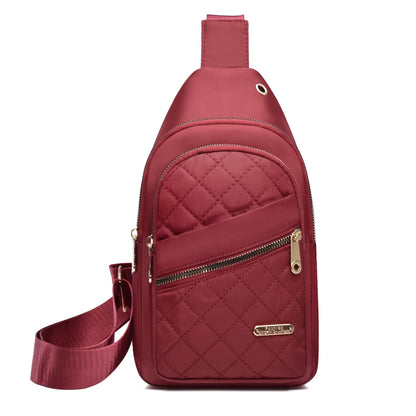 Women's Solid Color Quilted Waterproof Belt Bag