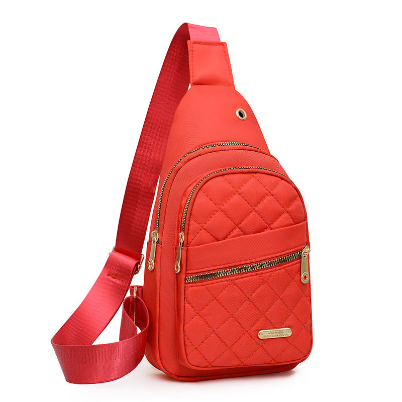 Women's Solid Color Quilted Waterproof Belt Bag