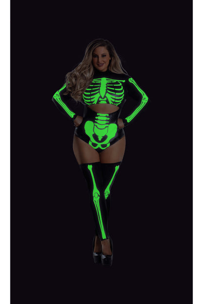 Glow In The Dark Sexy Skeleton Women's Plus Size Costume | NYC Halloween Costume Shop | Sexy Costume for Women