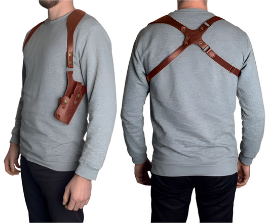 Genuine Leather Brown Shoulder Holster | Costume Accessory NYC | Cosplay Accessories
