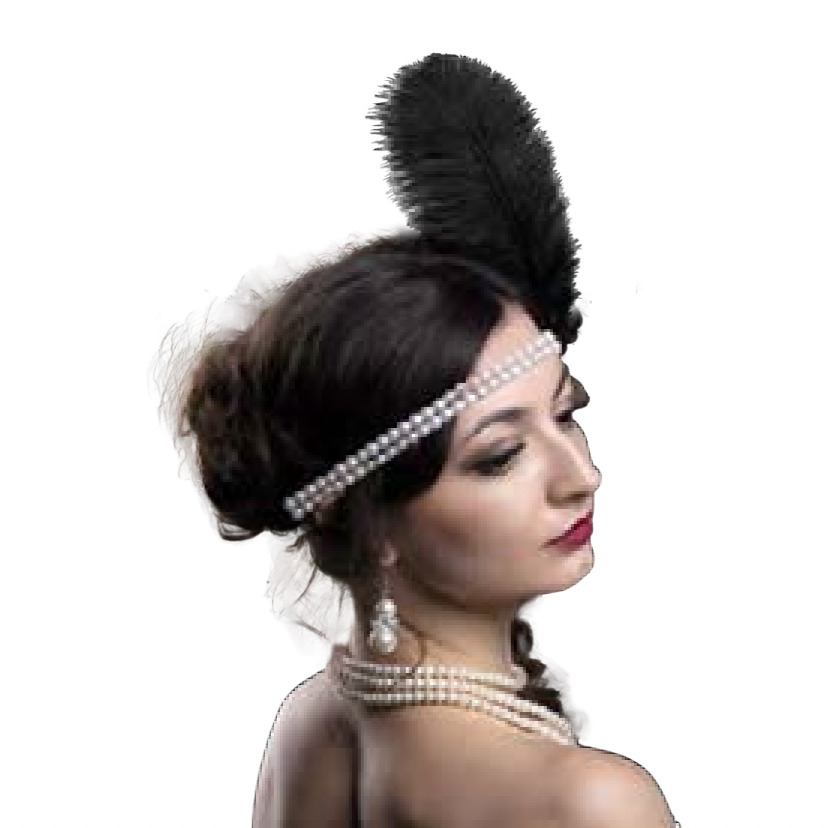 Pearl Beaded Flapper Feather Headband | Costume Accessory NYC | Cosplay Accessories