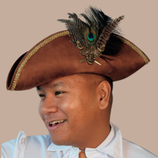 Theatrical Quality Pirate Hat w/ Skull Detail & Feather | NYC Costume Hat | Costume Headwear Shop
