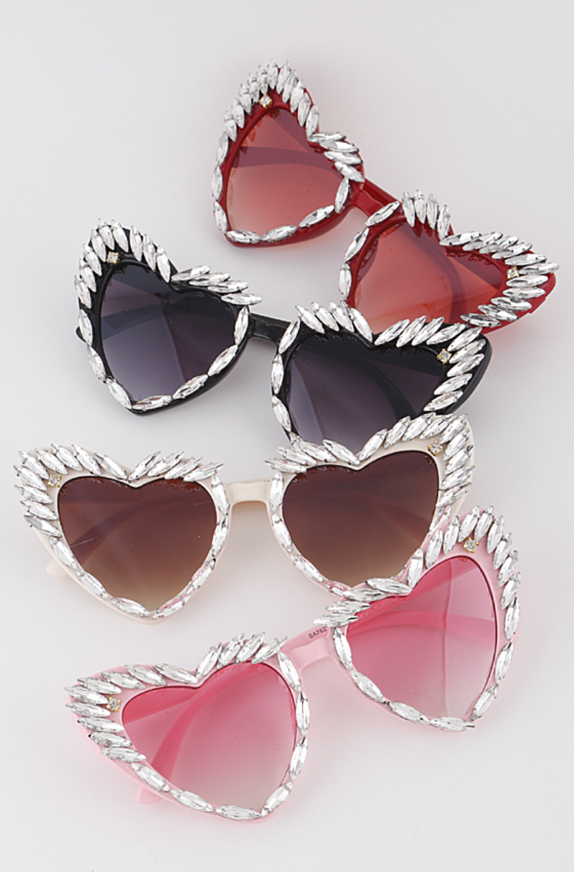 Heart-Shaped Crystal Sunglasses | Novelty Sunglasses NYC | Costume Eyewear