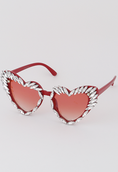 Heart-Shaped Crystal Sunglasses | Novelty Sunglasses NYC | Costume Eyewear