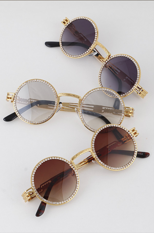 Vintage Embedded - Rhinestone & Round Sunglasses | Novelty Sunglasses NYC | Costume Eyewear