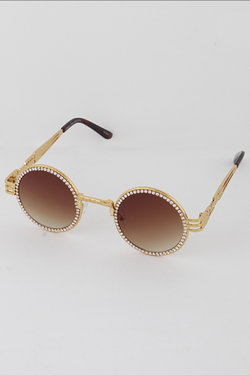 Vintage Embedded - Rhinestone & Round Sunglasses | Novelty Sunglasses NYC | Costume Eyewear