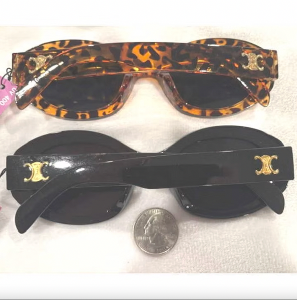 Jackie O Style Sunglasses w/ Gold Logo | Novelty Sunglasses NYC | Costume Eyewear