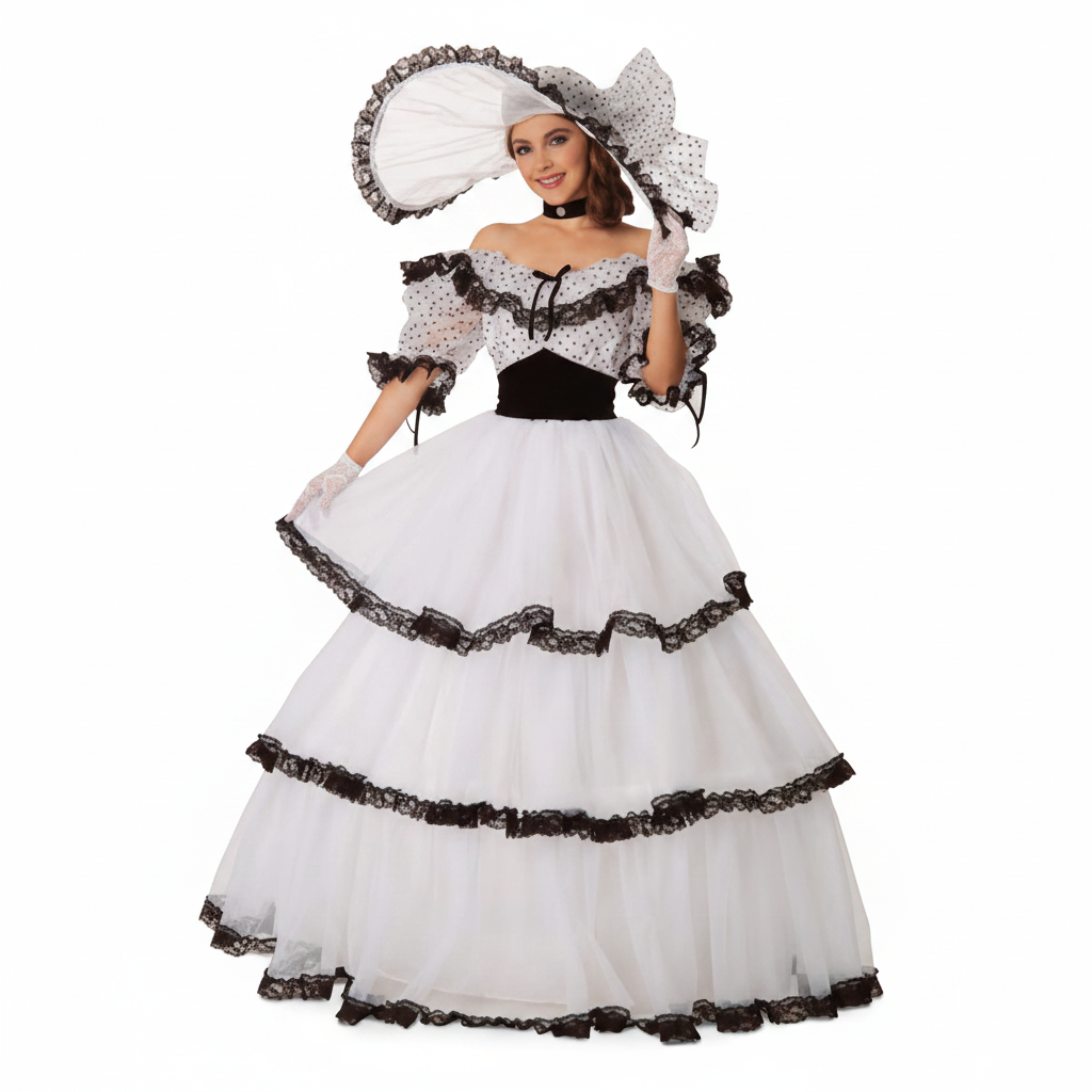 Black & White Southern Belle Adult Costume | NYC Costume Rental | Film & Theater Costume Hire