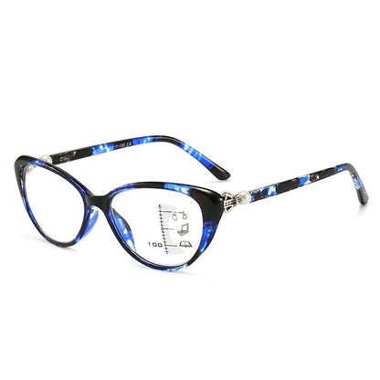 CAT EYE WITH PEARL HINGE PROGRESSIVE MULTIFOCAL READING GLASSES
