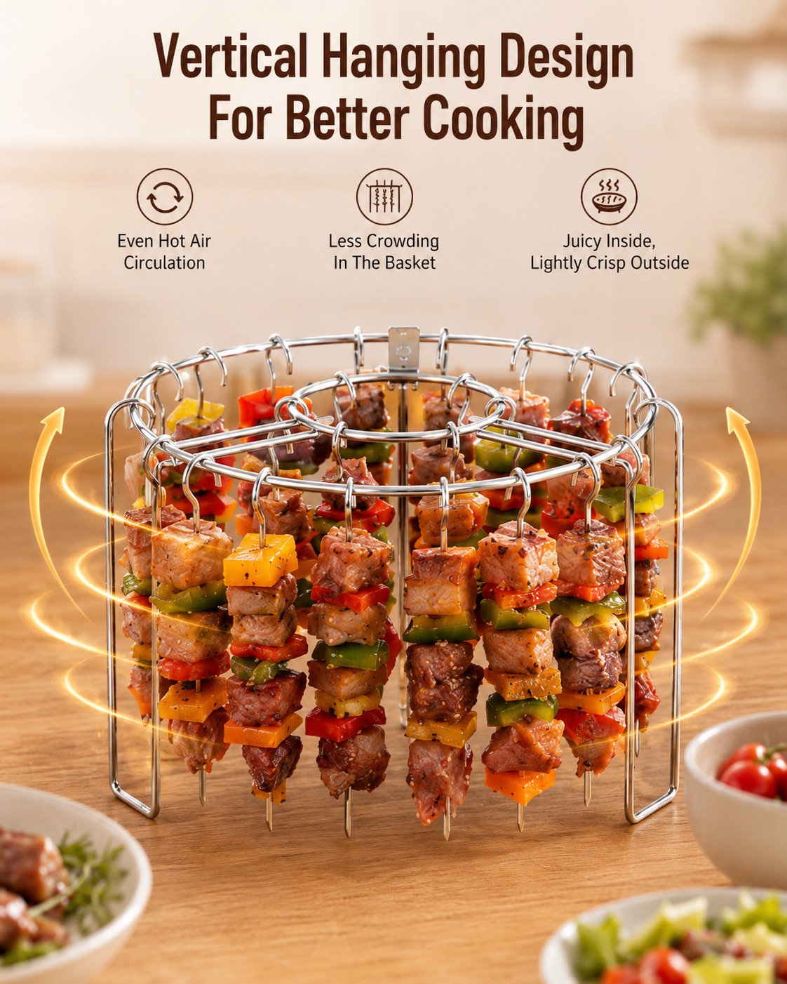 🔥Heat-Resistant Vertical Skewers Clavo Air Fryer Rack