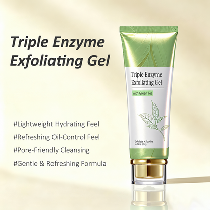🍃 GreenGlow Triple Enzyme Exfoliating Gel – Gentle Skin Polish with Green Tea