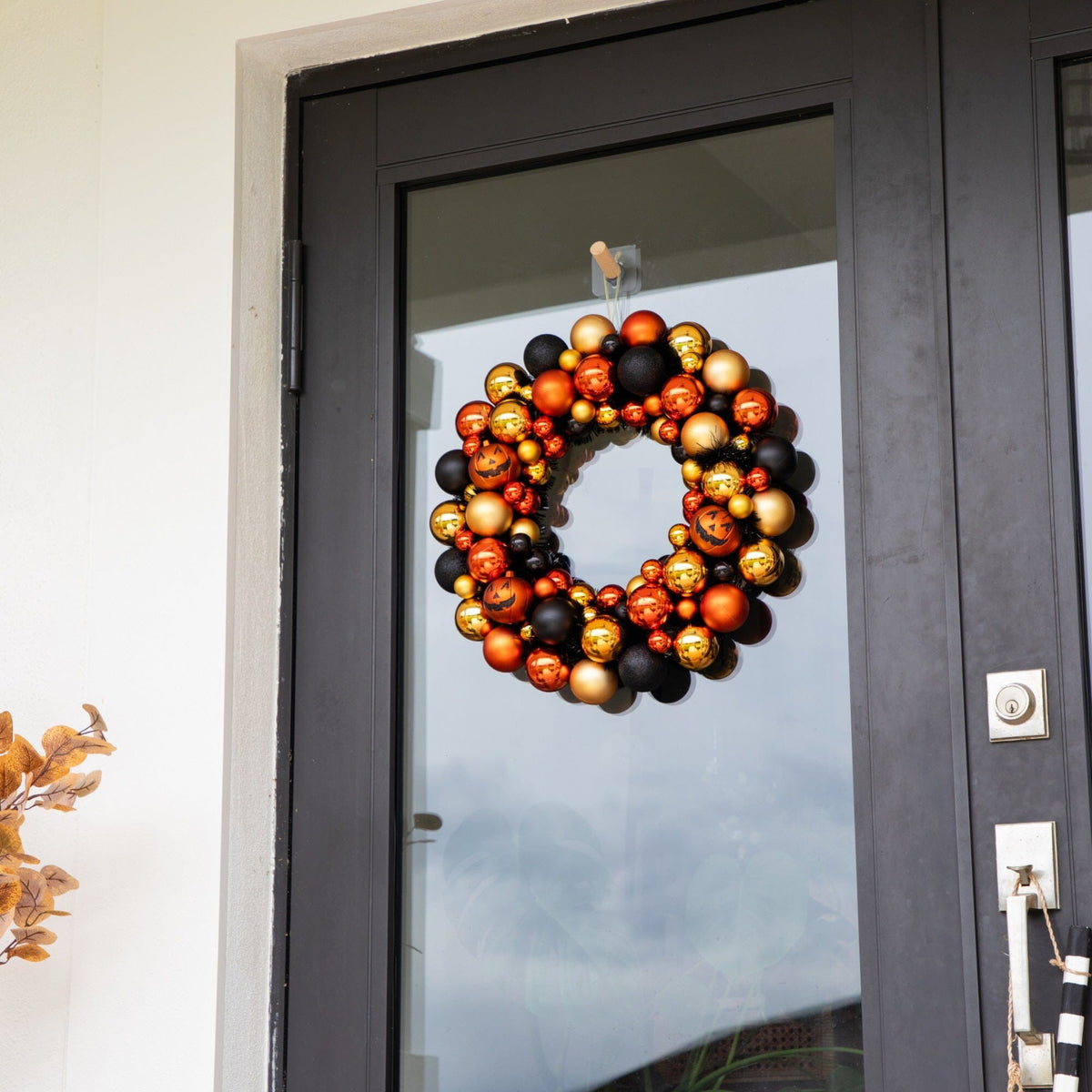 Nearly Natural 19” Halloween Shatterproof Jack O'lantern Pumpkin Ornament Wreath