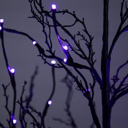 Nearly Natural 6’ Pre-Lit Halloween Black Twig Artificial Tree with 300 Orange & Purple LED Lights