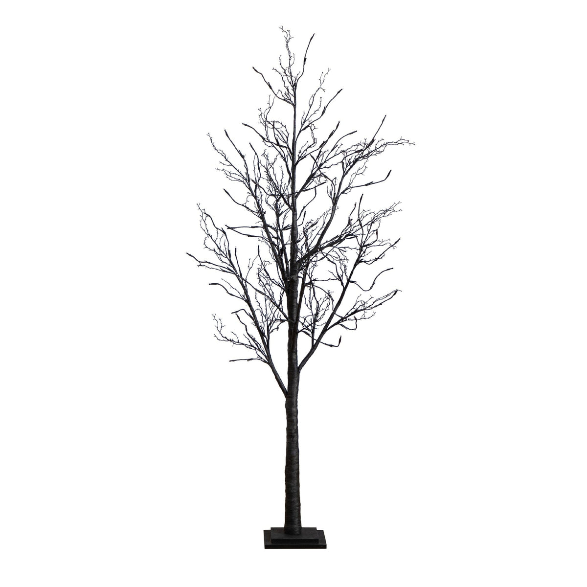 Nearly Natural 6’ Pre-Lit Halloween Black Twig Artificial Tree with 300 Orange & Purple LED Lights