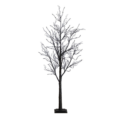 Nearly Natural 6’ Pre-Lit Halloween Black Twig Artificial Tree with 300 Orange & Purple LED Lights