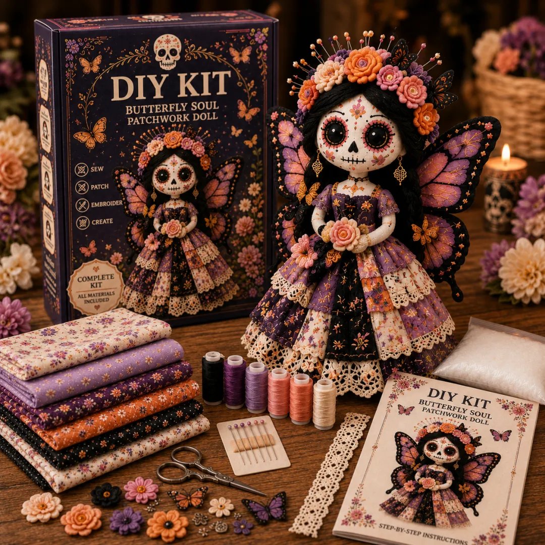 🎃 Halloween DIY Sewing Craft Kit – Patchwork Hand-Stitching Set for Festive Home Decor