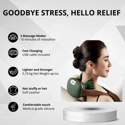 🛫Free Shipping🔥3D Shiatsu Neck & Shoulder Massager with Soothing Heat - Deep Tissue Kneading for Back & Neck Pain Relief