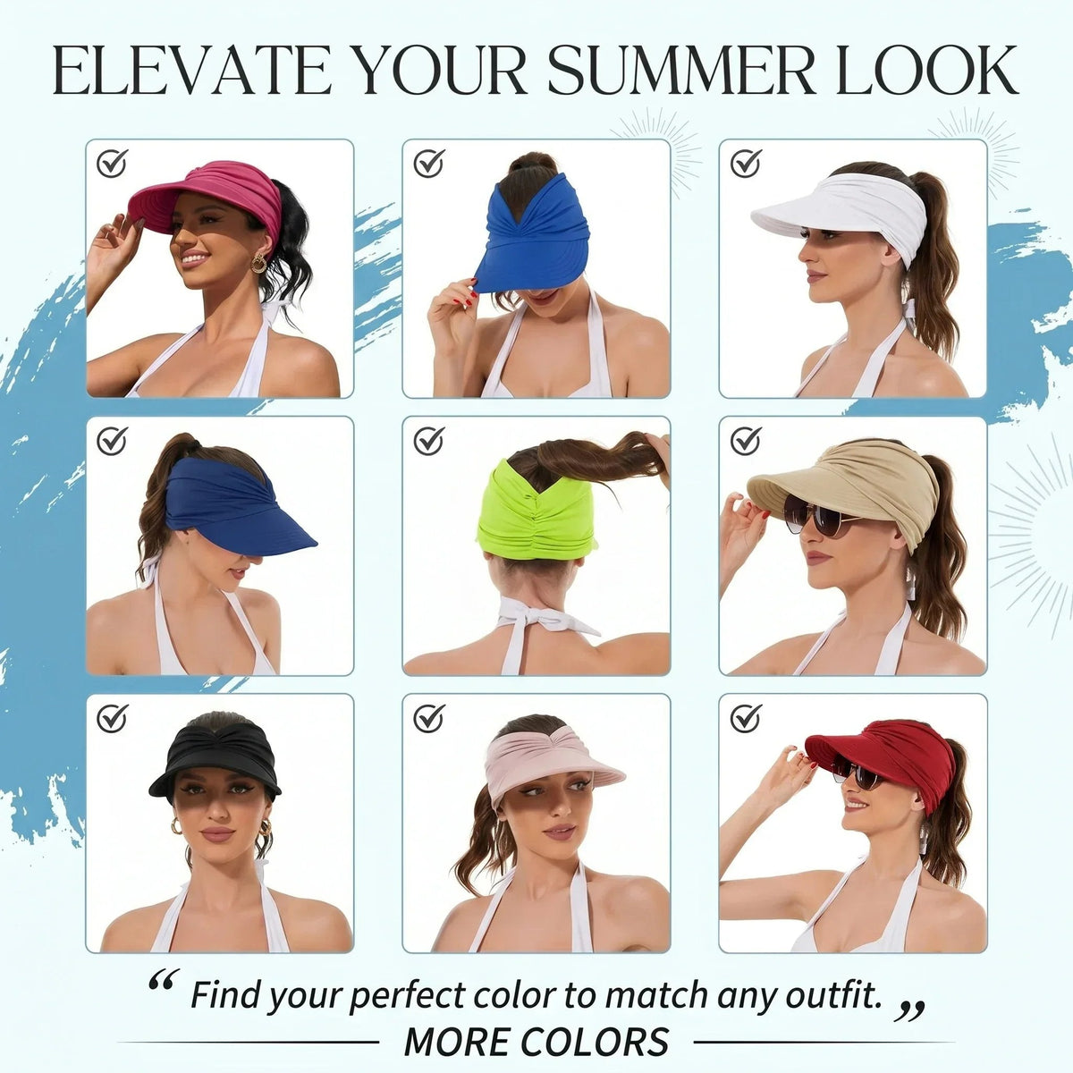 🔥 Summer Hot Sale 50% OFF💕👒UPF 50+ Sun Visor Ponytail Hat