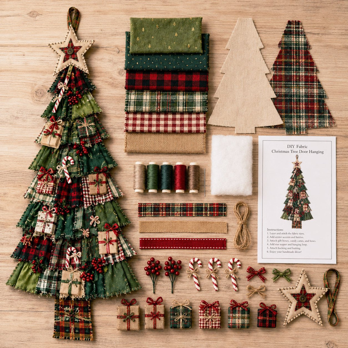 🎄Beginner-Friendly DIY Oversized Patchwork Christmas Tree Door Hanging Kit | Complete Kit with All Tools & Step-by-Step Guide Included