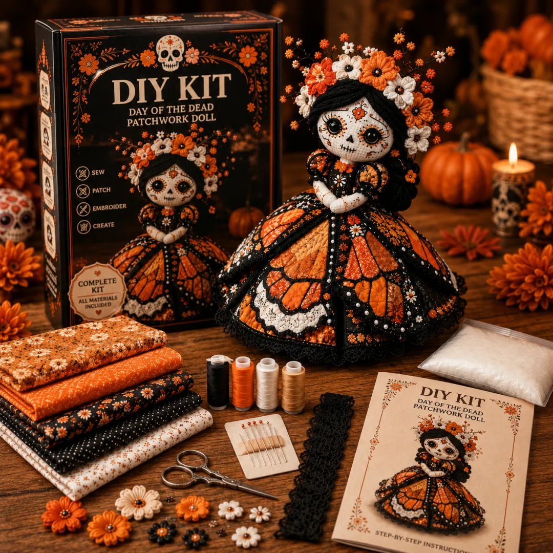 🎃 Halloween DIY Sewing Craft Kit – Patchwork Hand-Stitching Set for Festive Home Decor
