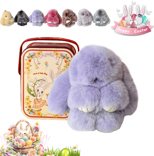 🐰Easter Cute Bunny Plush Keychain - Iron Box Gift Option, 🎁Easter Sweet Surprise