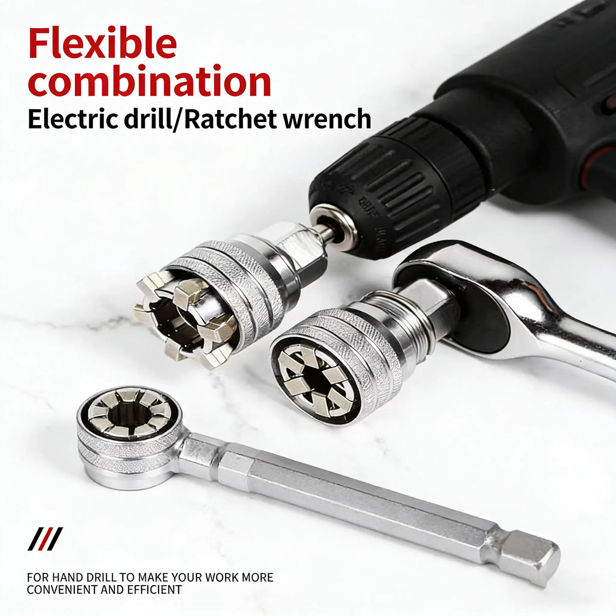 Universal Socket Wrench Tool – Self-Adjusting Multi-Size Socket for Ratchets & Power Drills | Heavy-Duty Repair Tool Gift for Men