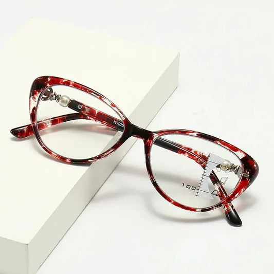 CAT EYE WITH PEARL HINGE PROGRESSIVE MULTIFOCAL READING GLASSES