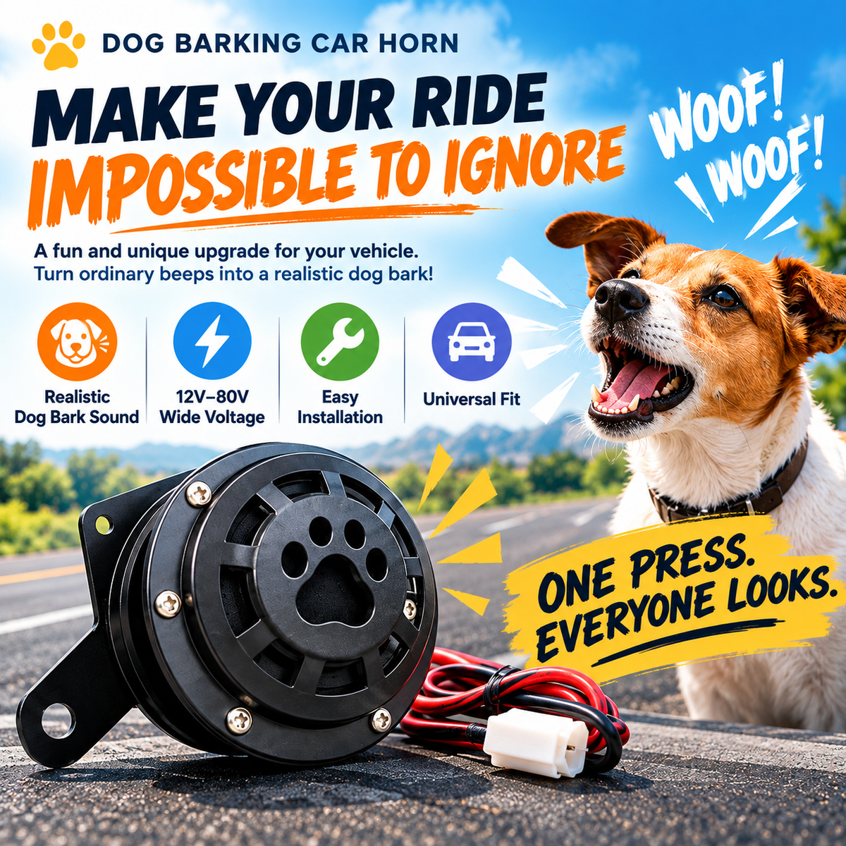 Last Day Promotion 🔥Dog Barking Horn Car Horn Reversing 12V-80V Universal Motorcycle Electric Vehicle Horn Trumpet