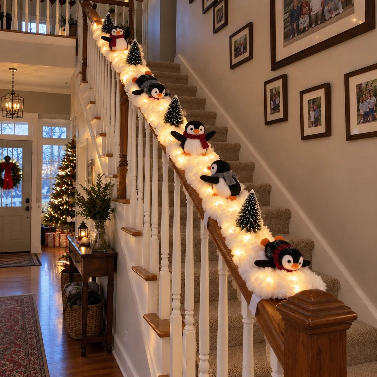 🔥Hot Sale 22% OFF🔥Playful Penguin Snowy Stair Railing Decor
