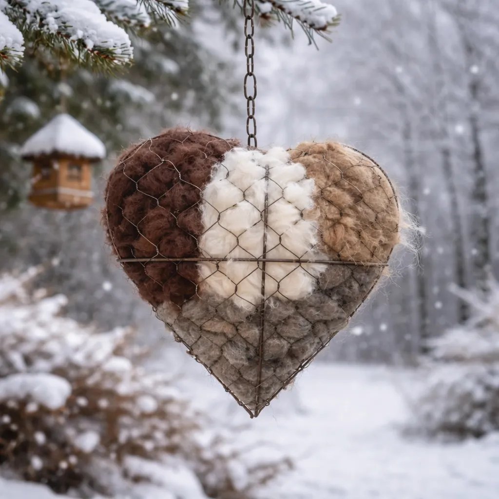 🕊️ Handmade Alpaca Fiber Bird Nesting Heart