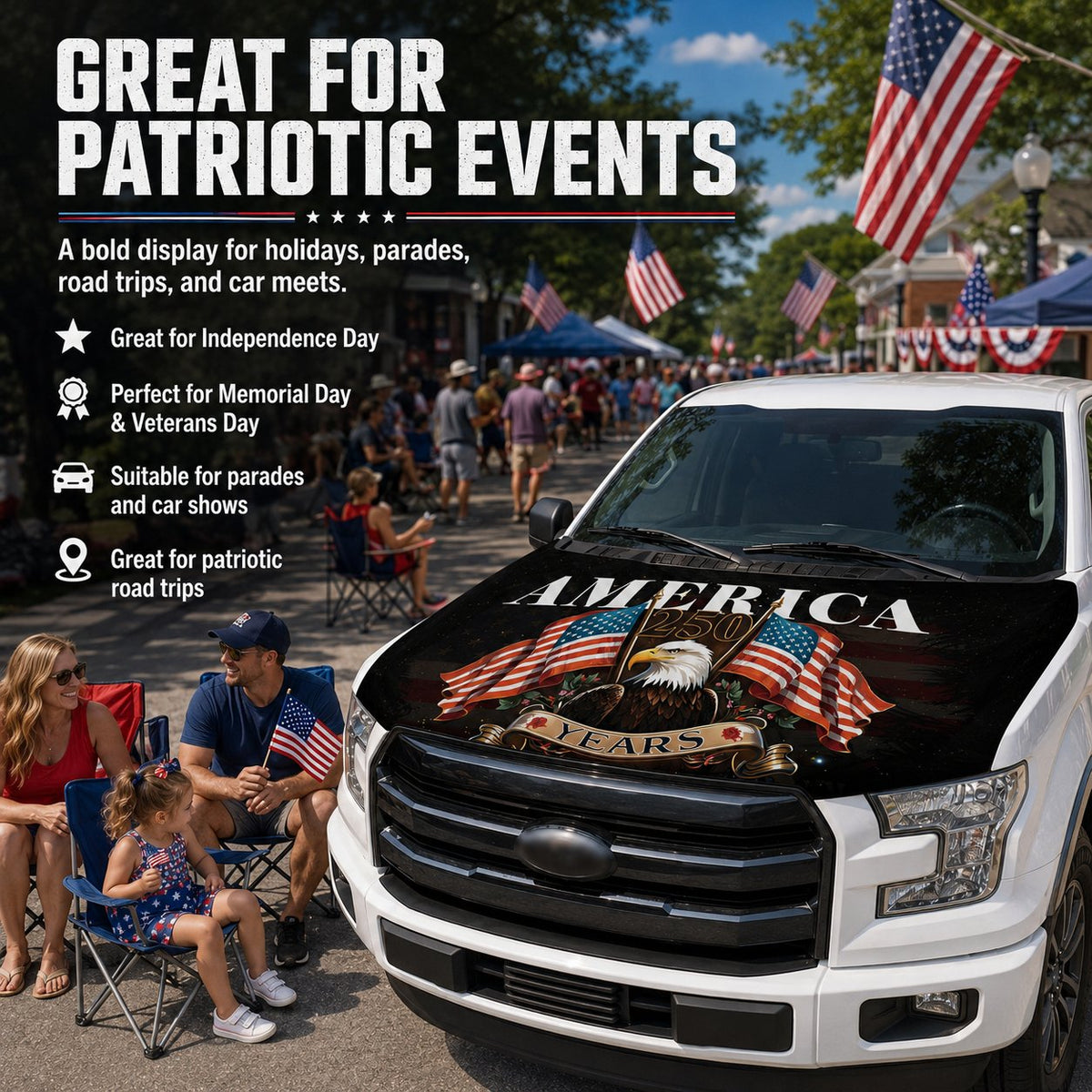 🚗Patriotic American Flag Car Hood Cover