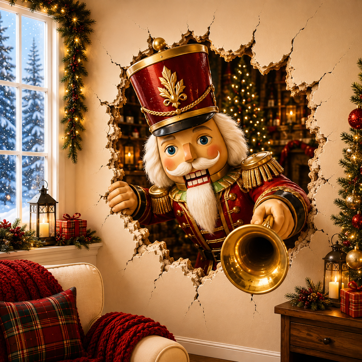 🔥Last Day 50% OFF-19.7'' Christmas Breaking Through the Wall Decal🎄🎁