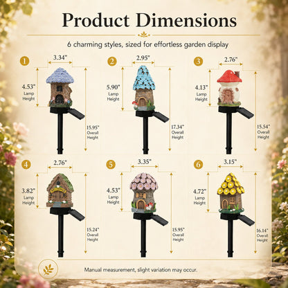 Garden Decor Solar Fairy House Stake Lights - Auto Light Sensor Resin Outdoor Lighting, Waterproof Yard Accessories