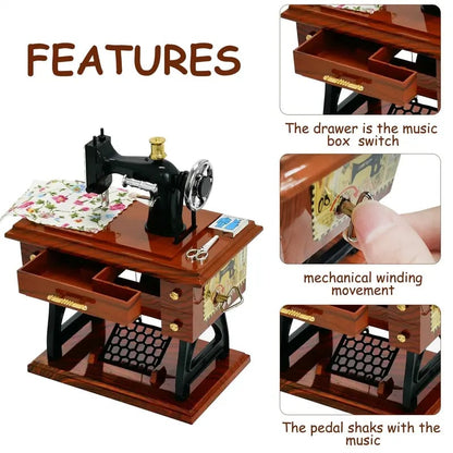 Vintage Mini Sewing Machine Music Box